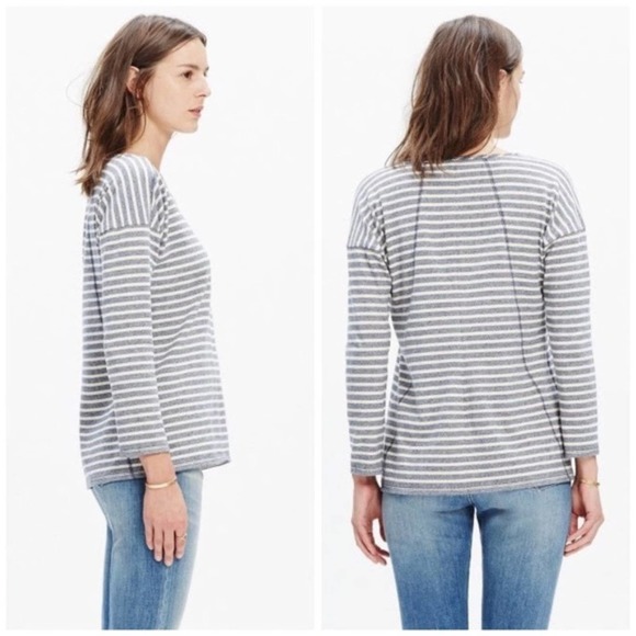 MADEWELL Breton Stripes Cotton Oversized Long Sleeve Pullover Top Size S - Picture 8 of 8